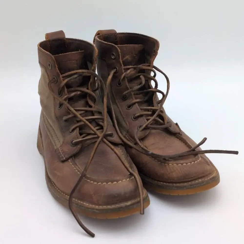 Red Wing Boots Mens 9 Brown 3335 Weekender Canvas Moc Leather Work Shoes